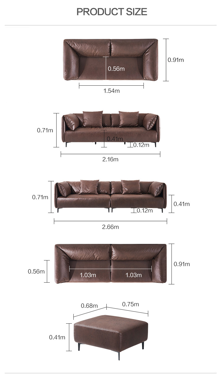 Modern Simple Italian Luxury Sofa Small Living room Three Person Technology fabric Sofa