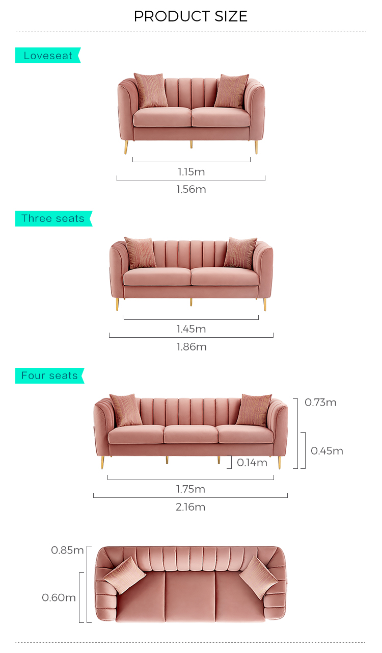Linsy Modern Living Room Luxurious Chesterfield Couch Home Furniture Set Classic Velvet Tufted Sofa S094
