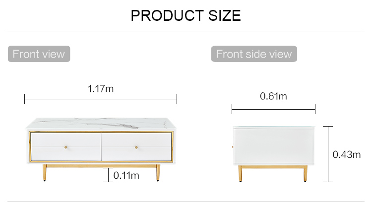 Linsy Modern Wooden Marble Metal Side Granite Luxury Tv Tables Set Rectangular Coffee Table DZ1M-C