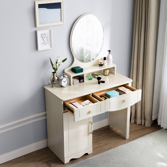 White Storage Drawers File Mirror Cabinet Dresser