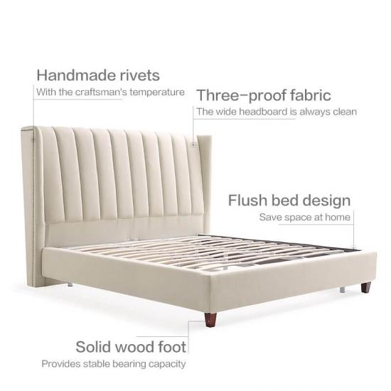 Tall Upholstered Fabric Platform Bed Frame