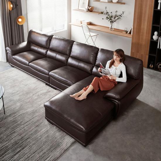 Mid-Century Modern Sofa White Dark Brown