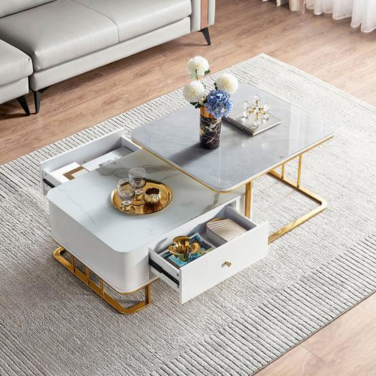 Small Coffee Accent Table, Bedside Table, Modern Style, for Living Room, Balcony, Bedroom, Gold
