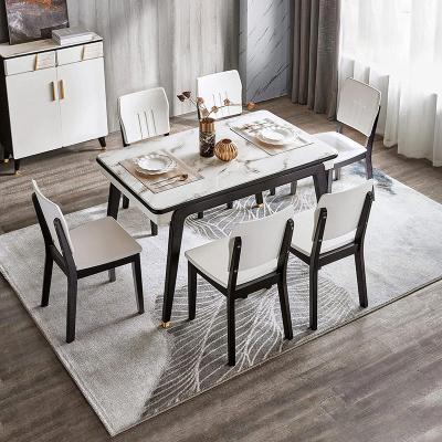  LINSY Home Nordic Luxury Glass Steel Stone Dining Table LS173R1-B 