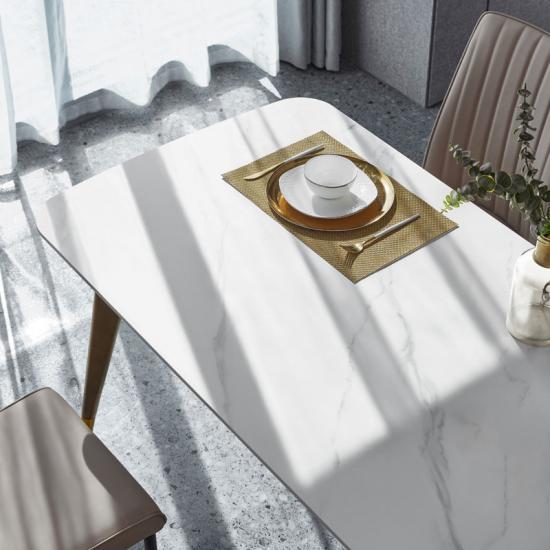 white marble top dining table with 6 chairs