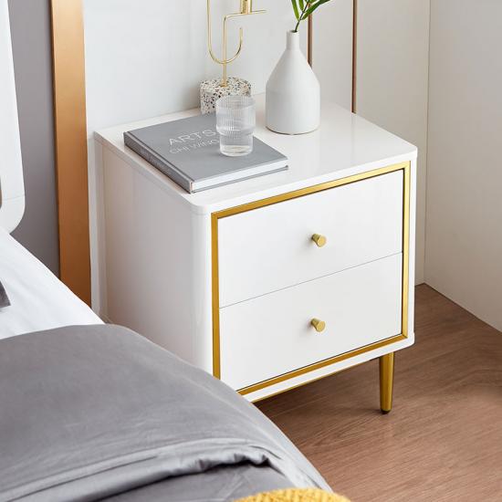White Luxury Modern Corner Bedside Beds Table