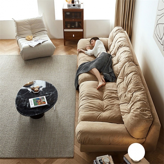 LINSY أريكة مريحة كبيرة الحجم ذات لون بني ناعم ومريح وسرير TBS009
