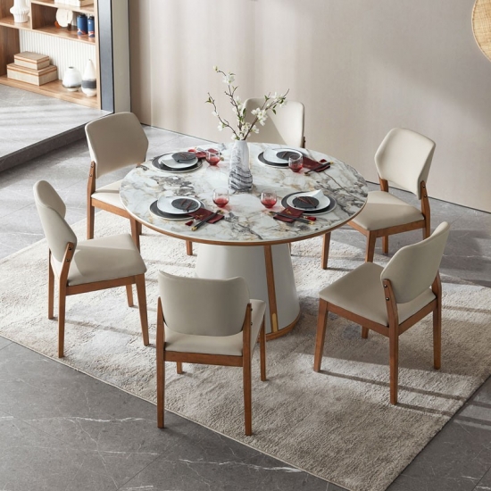 Modern dining table chairs with marble top