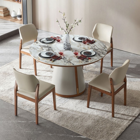 Modern dining table chairs with marble top