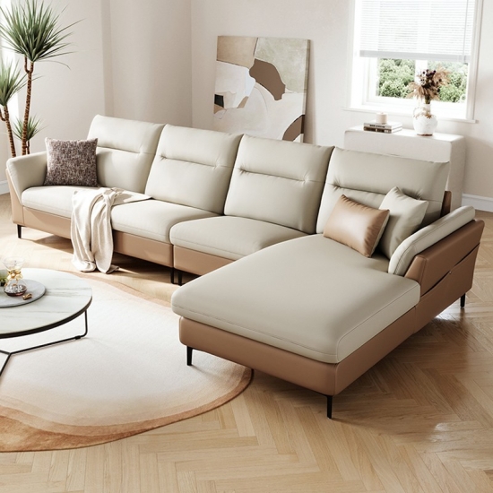 Modern Wood Furniture Living Room Leather Sofa