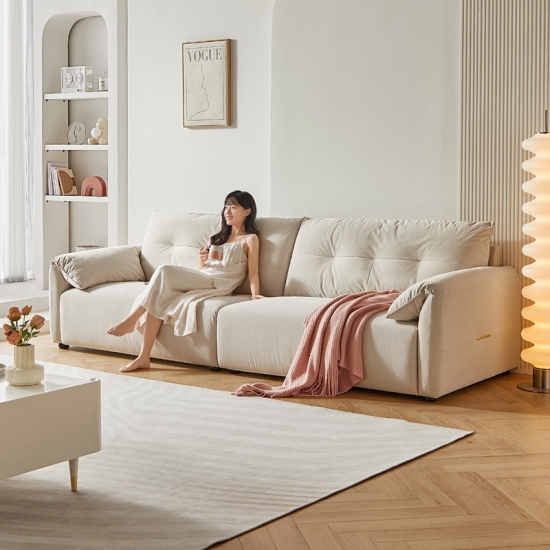 Modern Wood Sofa with Fabric