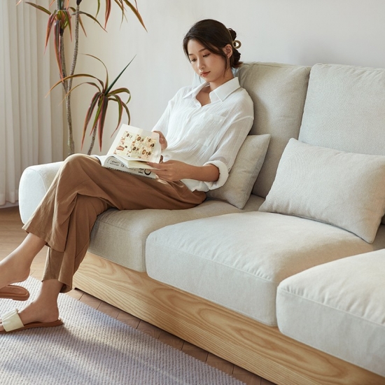 Modern Living Room Fabric Sofa with Wood