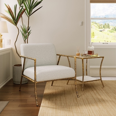 Modern White Color Single Chair with Fabric