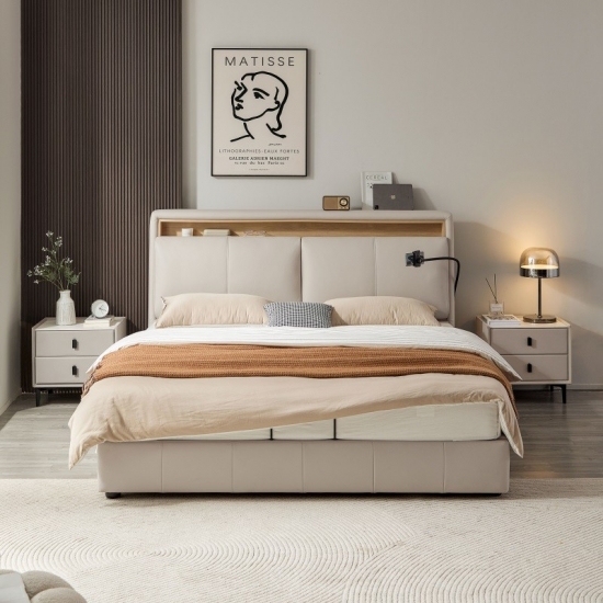 Modern Bedroom Furniture Leather Double Bed