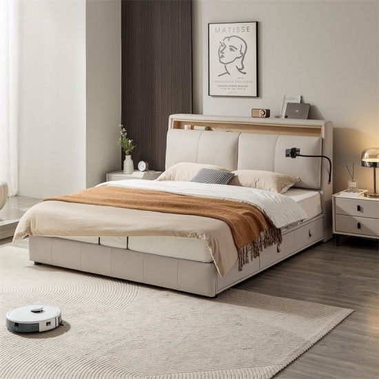 Modern Bedroom Furniture Leather Double Bed