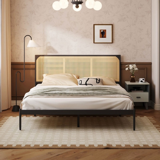 Modern Rattan Wrought Iron Bed