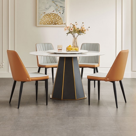Modern Round Dining Table with Turntable