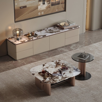 Rectangle Marble Top Storage TV Cabinet