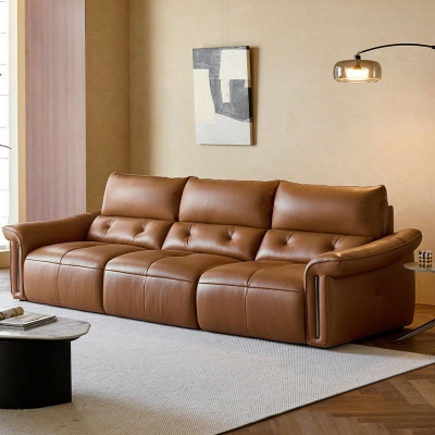 Brown Color Leather Living Room Sofa