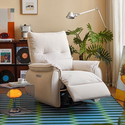 White Fabric Recliner Chair