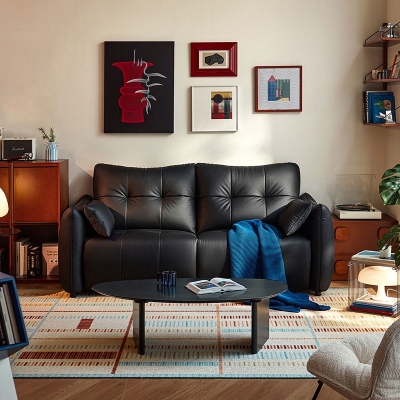 Black Color Leisure Leather Sofa