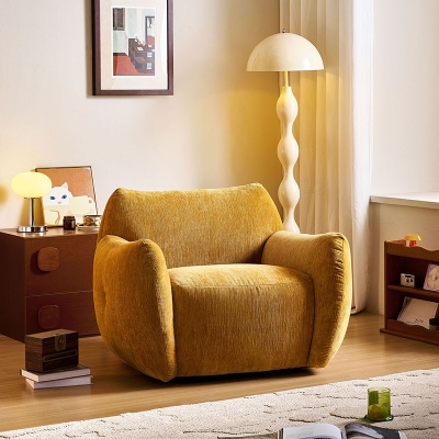 Yellow Color Fabric Lazy Chair
