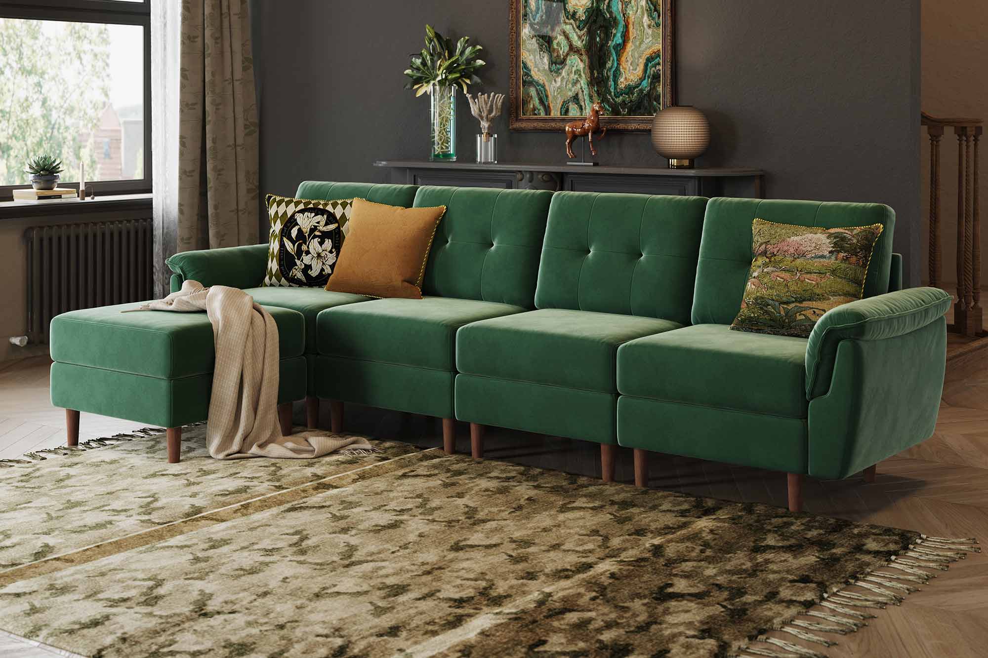 أريكة قماش LINSY على الطراز الأمريكي الجديد للديكور المنزلي